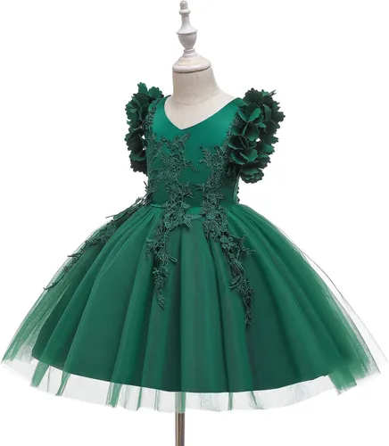 Miniatura 6 de Weileenice Vestido de encaje para niña de flores, para boda, Navidad, fiesta