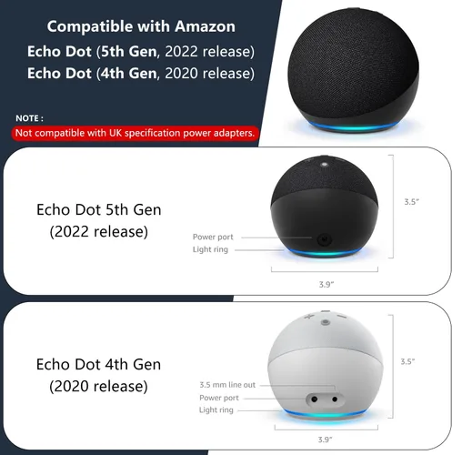 Miniatura 2 de BEWZI - Soporte de pared para Amazon Echo Dot 5ª generación (versión 2022) con almacenamiento de cables, fácil de instalar y ahorra espacio