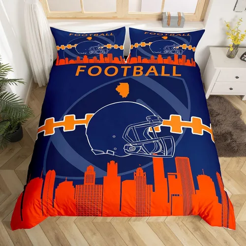 Miniatura 13 de Erosebridal Funda de edredón de fútbol tamaño individual, juego de ropa de cama de fútbol para niños, niños y niñas, funda de edredón con 1 funda