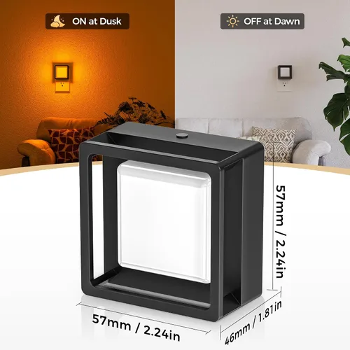 Miniatura 4 de DORESshop Luz nocturna LED, luces nocturnas enchufables a la pared (paquete de 2) con sensor de atardecer a amanecer, luces nocturnas regulables