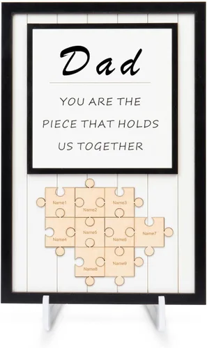 Miniatura 14 de Letrero personalizado con nombre de la familia, adornos de madera para la familia, placa de rompecabezas con nombre personalizado, decoración