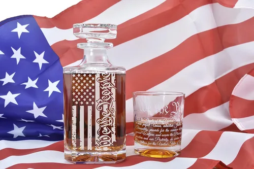 Miniatura 5 de WATAKA We the People - Juego de 2 copas de whisky para licor, whisky escocés, bourbon o vino, regalo de whisky patriótico para hombres