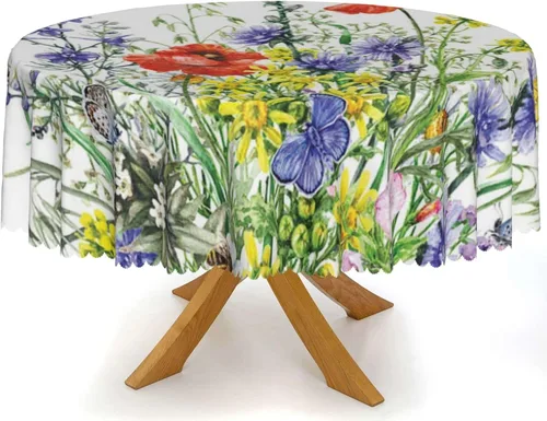 Miniatura 10 de Mantel redondo de mandala marrón – para comedor, cocina, decoración del hogar, cena de vacaciones, mantel lavable, a prueba de derrames, lavable