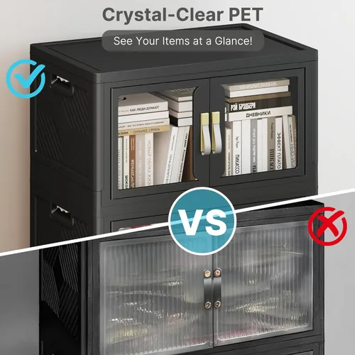Miniatura 7 de Stackable Storage Bins with Lids, Clear Doors, 120QT Storage Bins Large Storage Cabinet Foldable Collapsible Closet Organizers for Bedroom Dorm
