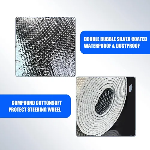 Miniatura 5 de 1 funda de película aluminizada para volante, parasol de tela de poliéster de 18.11 pulgadas, protección solar y escudo térmico, instalación sin