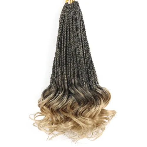Miniatura 88 de Trenzas de ganchillo rizado francés T33, cabello pre-anillado 10 pulgadas, trenzas cortas rizadas francesas con extremos rizados, trenzas box