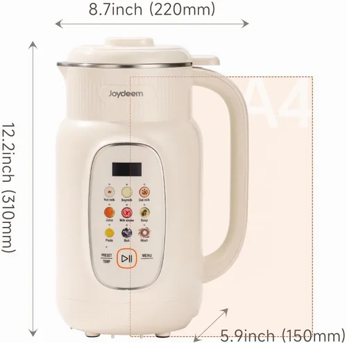 Miniatura 7 de Joydeem Máquina para fabricar leche de nueces, control de temperatura ajustable, 46oz almendra, soja, avena, licuadora de bebidas no lácteas a base