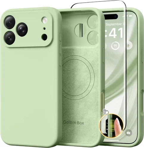 Miniatura 159 de GolbinBox Funda magnética para iPhone 17, compatible con MagSafe, cubierta de silicona integrada para control de cámara, funda de silicona líquida a