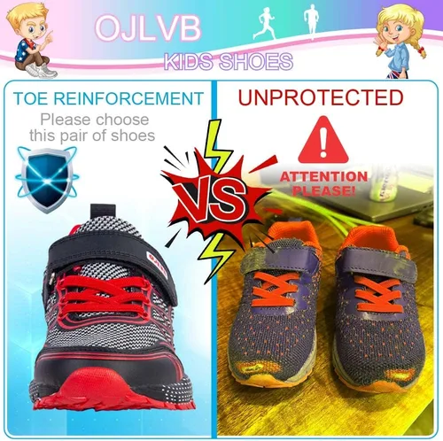 Miniatura 2 de OJLVB Boys Girls Sneakers, Kids Tennis Running Shoes, Athletic Walking Gym Trail Shoe Breathable Lightweight
