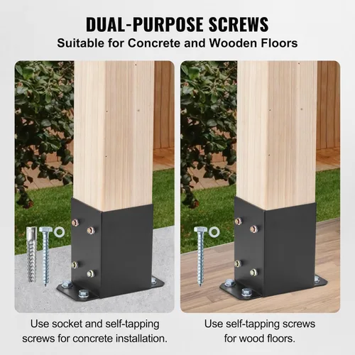 Miniatura 3 de VEVOR Base para Poste 4x4 2 Piezas, Tamaño Interior 3.6"x3.6" Soportes de Base para Poste, Anclaje de Poste de Servicio Pesado con Recubrimiento
