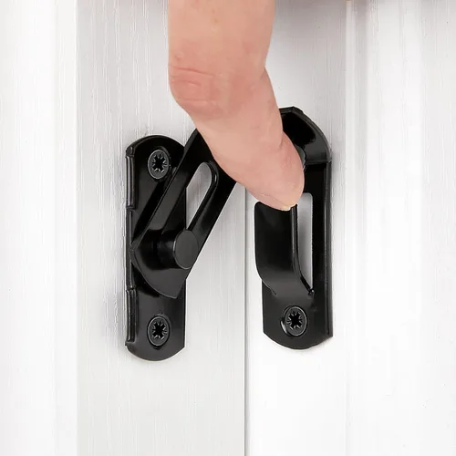 Miniatura 9 de INIRET Paquete de 4 cerraduras de puerta de granero con tapa de 90 grados, protege la privacidad y seguridad, pestillo de bloqueo de gancho