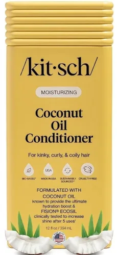 Kitsch Moisturizing Coconut Oil Liquid Conditioner for Women & Men – Coconut Oil Hair Conditioner for Kinky, Curly & Coily Hair – Deep Moisture,