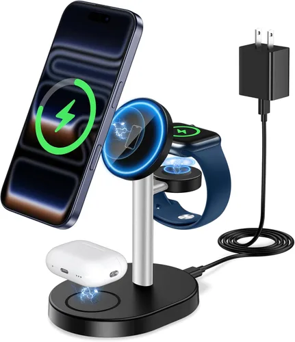 Miniatura 27 de Hevanto 25W 3 in 1 Super Fast Charging Station for Apple MagSafe Charger, Wireless Magnetic Mag-Safe Charger Stand for iPhone 17 16 15 14 13 12