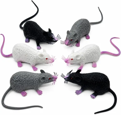 6 piezas de Halloween falsas ratas simulación PVC ratón novedad decoración Halloween
