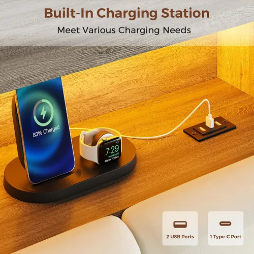 Miniatura 6 de Jocoevol Marco de cama de terciopelo tamaño twin con cabecera ergonómica, plataforma tapizada con luz LED y estación de carga, soporte de listones