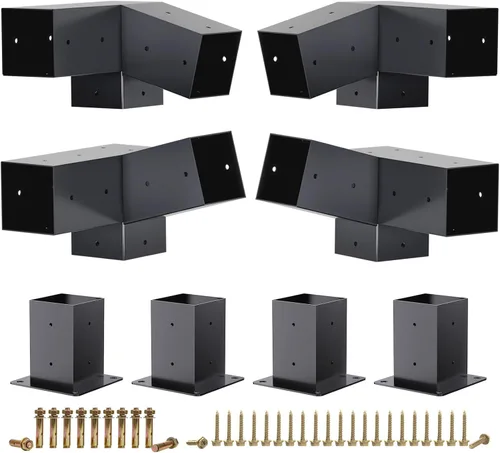 Miniatura 12 de Kit de pérgola - Soportes de 5 vías para vigas de madera de 4 x 4 pulgadas, cenadores, patio y cobertizos