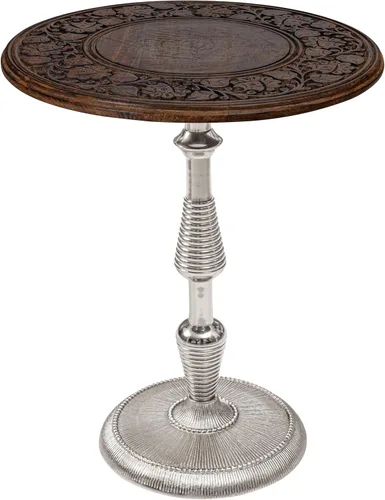 Miniatura 12 de Mesa de café de madera, mesa auxiliar con pilar individual, mesa pequeña, mesita de noche, mesa lateral, mesa de cabecera, mesa lateral de sala