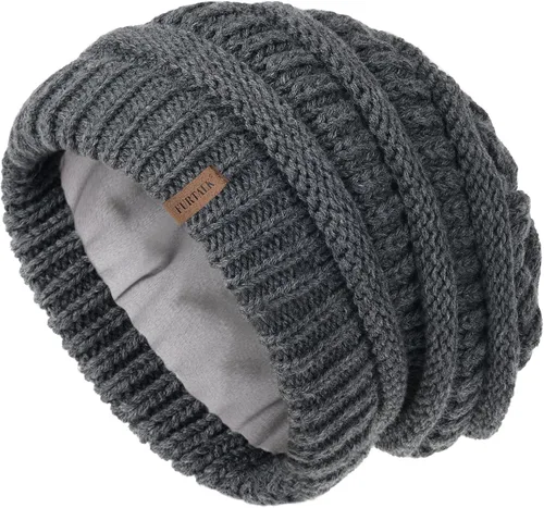 Miniatura 56 de FURTALK Gorros de invierno para mujer, con forro polar, gorro de punto holgado y cálido, gorro de esquí