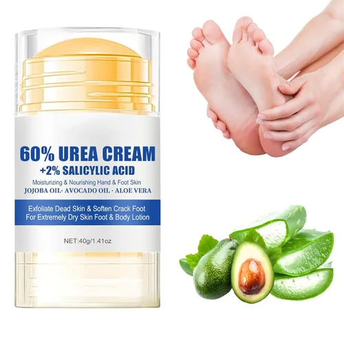 Crema hidratante y antigrietas para pies, 60% urea, hidratante y alivia las grietas y la sequedad, crema para pies para manos y talones, reparación