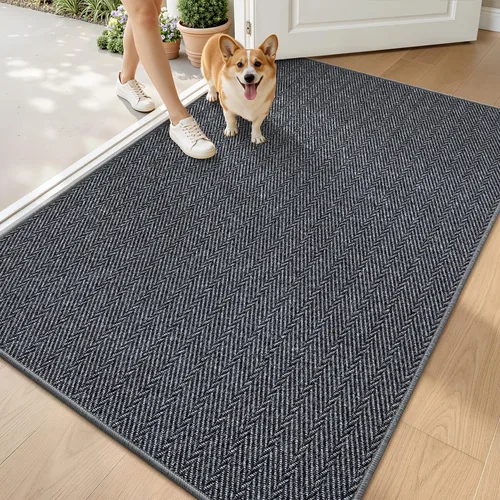 Miniatura 19 de LUMI Tapete ultradelgado para puerta de interior de 17 x 30 pulgadas, tapete de entrada antideslizante, tapete de perfil bajo, tapete de diseño