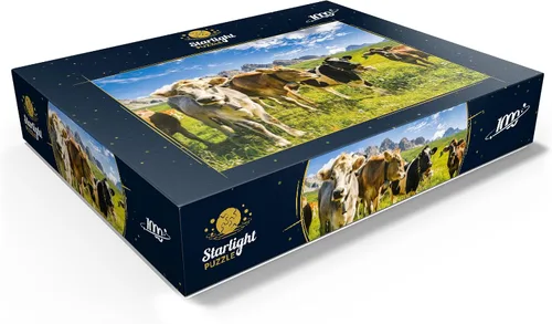 Miniatura 3 de MyPuzzle Cows in Front of an Idílico Alpine Landscape - Rompecabezas prémium de 1000 piezas para adultos