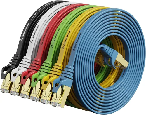 Miniatura 8 de Cable blindado Cat 7 para conexión de Ethernet (cable de la más alta velocidad), plano, tiene un conector RJ45 a prueba de enganche, para módem