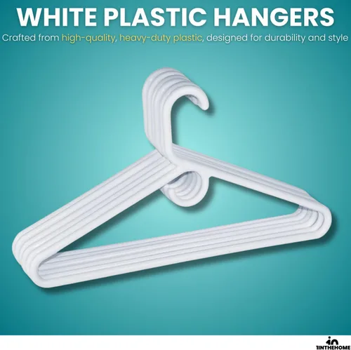 Miniatura 2 de Perchas blancas resistentes de plástico tubulares, juego de 24 (resistente)