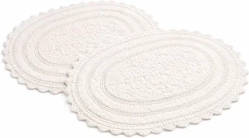 Miniatura 69 de Royal Blaze Tapete de baño de algodón rojo, reversible, pequeño ovalado de 18 x 26 pulgadas, lavable y decorativo