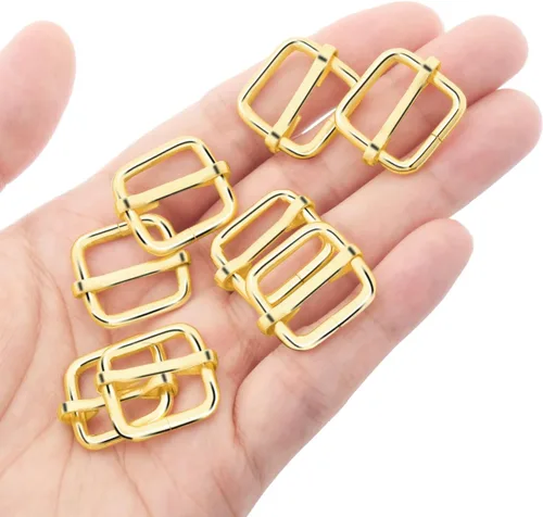Miniatura 36 de CooBigo Paquete de 25 hebillas deslizantes ajustables de metal de 1 pulgada, ajustador rectangular Tri-Glide, deslizador de correa de tirantes