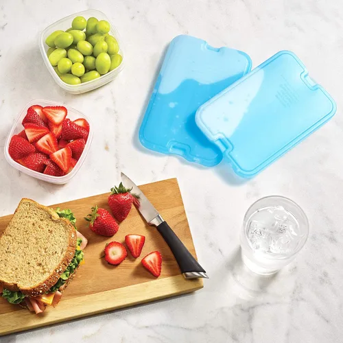 Miniatura 8 de Fit & Fresh Cool Coolers Paquete de 4 paquetes de hielo XL delgados, congelación rápida, ahorro de espacio, bolsas de hielo reutilizables