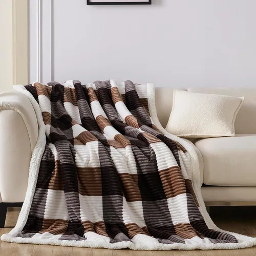 Gracelife Manta de forro polar Sherpa para sofá, manta de felpa mullida y cálida para mujeres y hombres, acogedora manta gruesa y suave tamaño