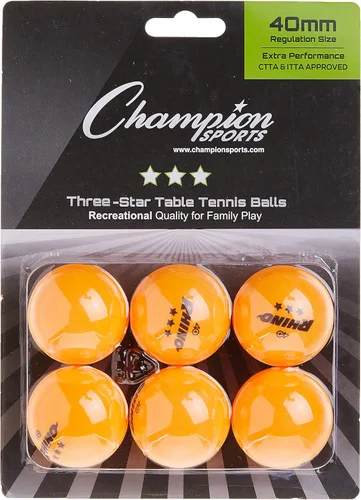 Miniatura 3 de Champion Sports 3 Star Table Tennis Ball Pack – Tournament Size, 40mm Seamless, CTTA & ITTA Approved