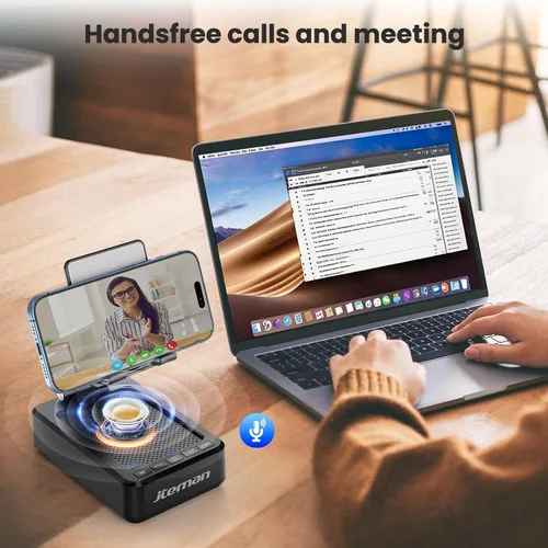 Miniatura 7 de JTEMAN Soporte para teléfono celular con altavoz Bluetooth y función de carga, soporte ajustable para teléfono con sonido HD, regalos de cumpleaños