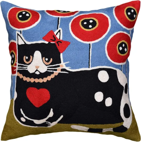 Miniatura 10 de Picasso - Funda de almohada de gato morado, almohada bordada a mano, cojín abstracto de gato, cara de gato en almohada, almohadas decorativas