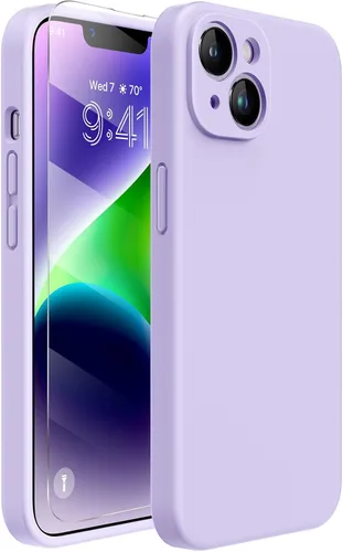 Miniatura 332 de Miracase Funda diseñada para iPhone 13, con protector de pantalla de vidrio templado, forro de microfibra suave antiarañazos, funda de goma