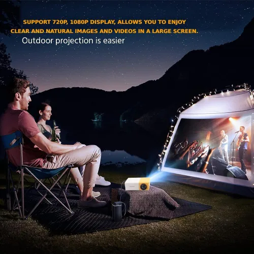Miniatura 2 de Proyector inteligente, mini proyector LED portátil de 6000 lúmenes, proyector de video de cine en casa de 1080P, adecuado para recreación al aire
