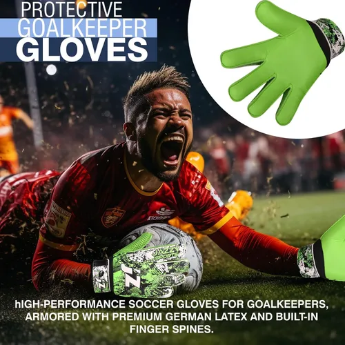 Miniatura 6 de Guantes de portero de fútbol, guantes de portero de dedo, guantes de fútbol de 0.157 in de látex de agarre fuerte, protección de la columna