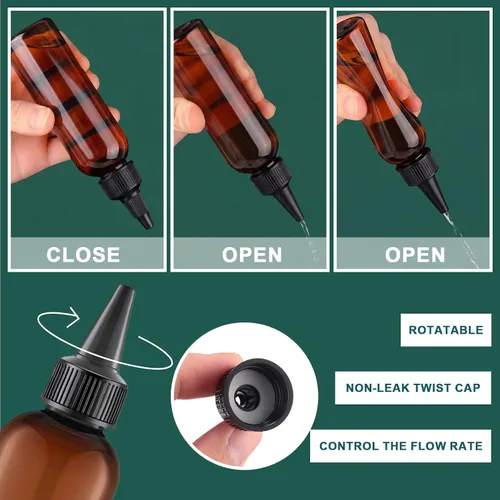 Miniatura 3 de Tanlade 200 botellas de plástico de 2 onzas para exprimir a granel Boston dispensadoras de aceite vacías para el cabello con tapa para aceites