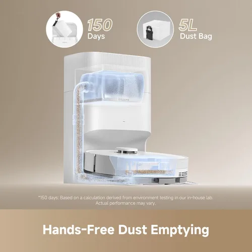 Miniatura 3 de DREAME Robot aspirador y trapeador D20 Plus, succión de 13,000 Pa, vaciado automático con bolsa de polvo de 5 L, DuoBrush para pelo de mascotas