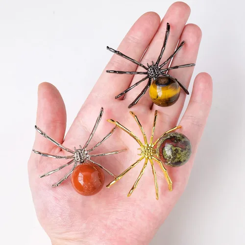 Miniatura 3 de Runyangshi 1 bola de amatista de cristal natural de 2 pulgadas, hecha a mano, estatua de araña animal, adorno de cristal curativo para decoración