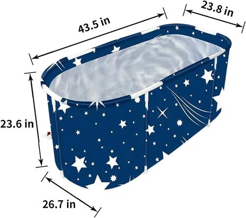Miniatura 2 de Bañera plegable portátil, tina de baño ecológica, para cabina de ducha, engrosamiento con espuma térmica para mantener la temperatura (XL cielo azul)