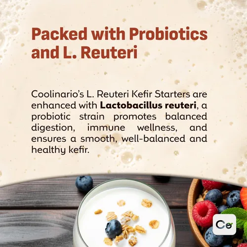 Miniatura 9 de Coolinario L Reuteri Kefir Starter Powder (paquete de 10, bolsitas de 0.05 onzas), cultivos de kéfir vivo con probióticos Lactobacillus Reuteri