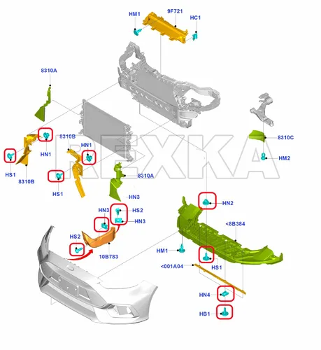 Miniatura 5 de Rexka 10 juegos de tornillos T30 para cubierta de protección contra salpicaduras de motor T30, kit de clip de tuerca de perno compatible con Ford
