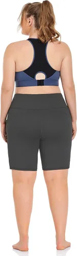 Miniatura 5 de ZERDOCEAN Pantalones cortos de ciclismo para mujer, talla grande, de 8 a 5 pulgadas, cintura alta, para yoga, entrenamiento, deportes, atletismo