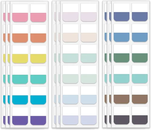 Lumintutu 360 pestañas adhesivas de índice de 18 colores, pestañas de anotación de libros medianos, etiquetas de marcadores de página