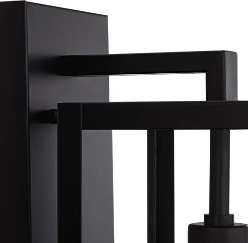 Miniatura 3 de John Timberland Titan - Juego de 2 lámparas de pared modernas para exteriores, marco rectangular negro místico, paneles de vidrio transparente de 17