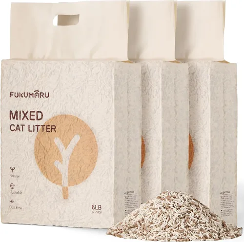 Miniatura 9 de FUKUMARU Arena para gatos de tofu, aglutinación de 12 libras y gestión de olores, aroma Gardenia, heces de frijoles y almidón de mandioca, bajo