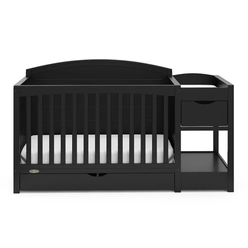 Miniatura 7 de Graco Bellwood - Cuna convertible 5 en 1 y cambiador con cajón (negro) - Certificado GREENGUARD Gold, cajón de almacenamiento de tamaño completo, se