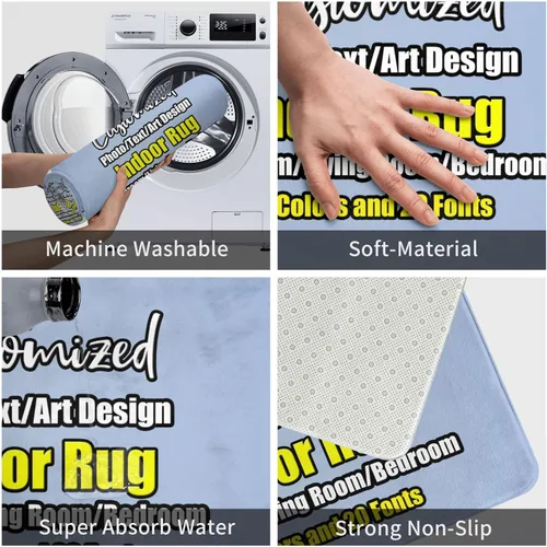 Miniatura 5 de sophiehome Customzied - Alfombras de baño con imagen de texto, alfombra de franela personalizada para interiores para el hogar, dormitorio, baño