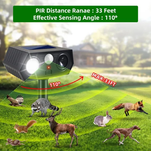 Miniatura 2 de Paquete de 4 repelentes solares ultrasónicos de animales para exteriores, dispositivos solares de disuasión de osos con sensor de movimiento